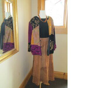 Deerskin Trading Post Leather Skirt with Indigo Moon Jacket & Tienda Ho Top